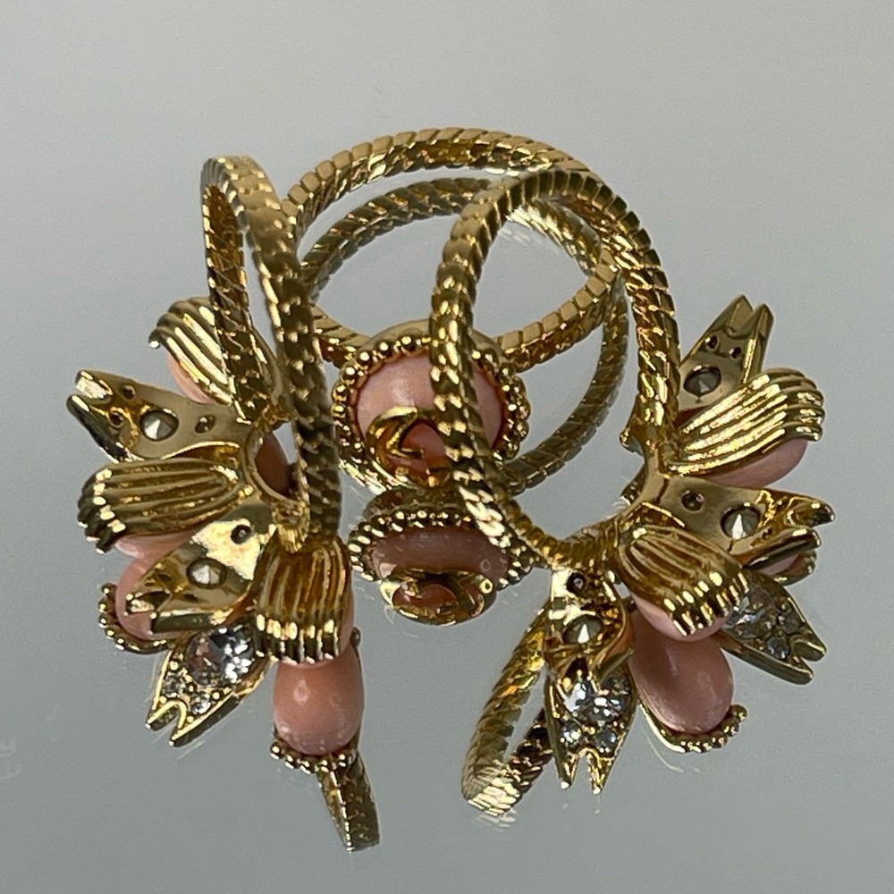 GUCCI Interlocking G Flower 3-row Gold Tone Ring sz: 55/ 7 1/4 - Picture 11 of 14